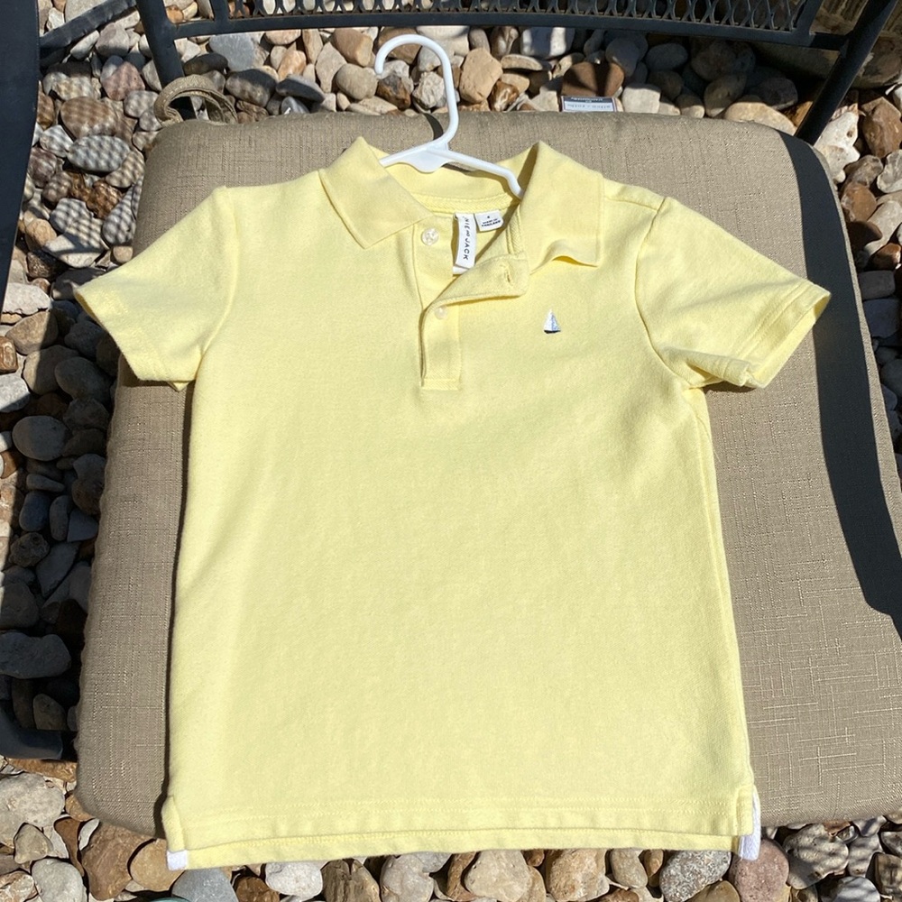 Janie and Jack - Light Yellow Kids' Polo with Sailboat Emblem